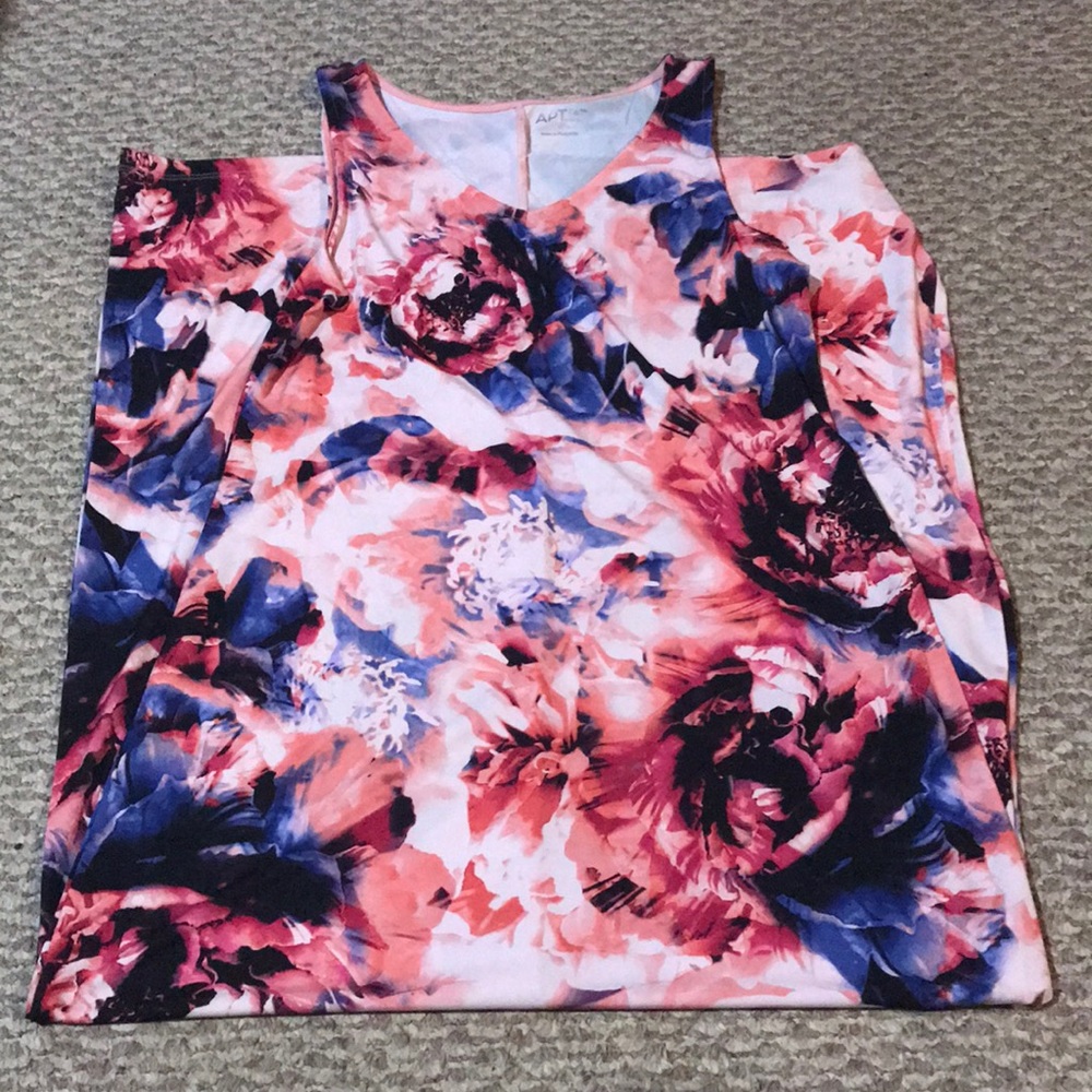 Apt. 9 Pink and Blue Floral Maxi Dress Size M